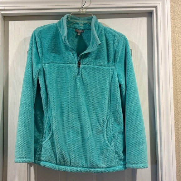 Talbots Turquoise Quarter-Zip Fleece Pullover MP like new - Picture 3 of 4